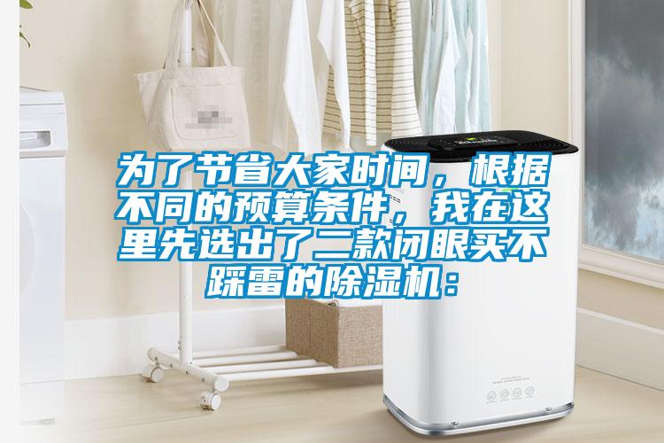 為了節(jié)省大家時(shí)間，根據(jù)不同的預(yù)算條件，我在這里先選出了二款閉眼買不踩雷的除濕機(jī)：